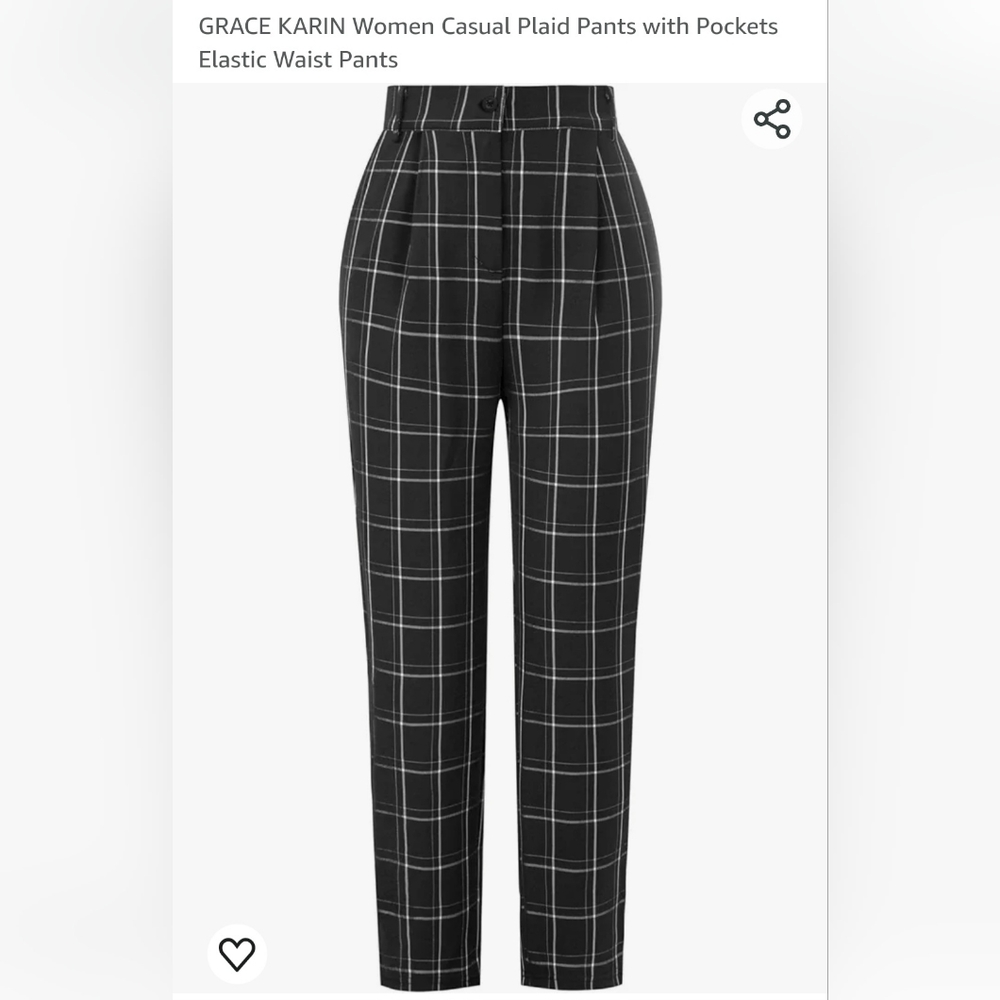 Women's plaid office pants.